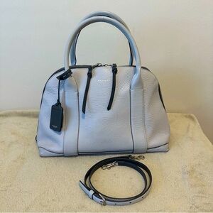 Coach Pebble Grain Leather Bleeker Preston Satchel Bag - Light Gray
